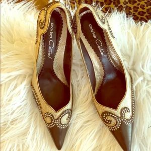 Gold and Black Heels